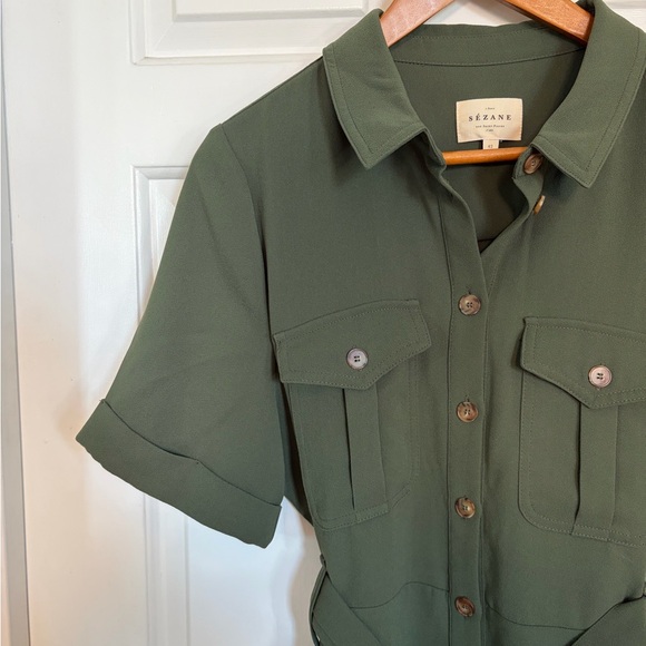 Sezane Raquel dress olive green size 10 - Picture 7 of 11
